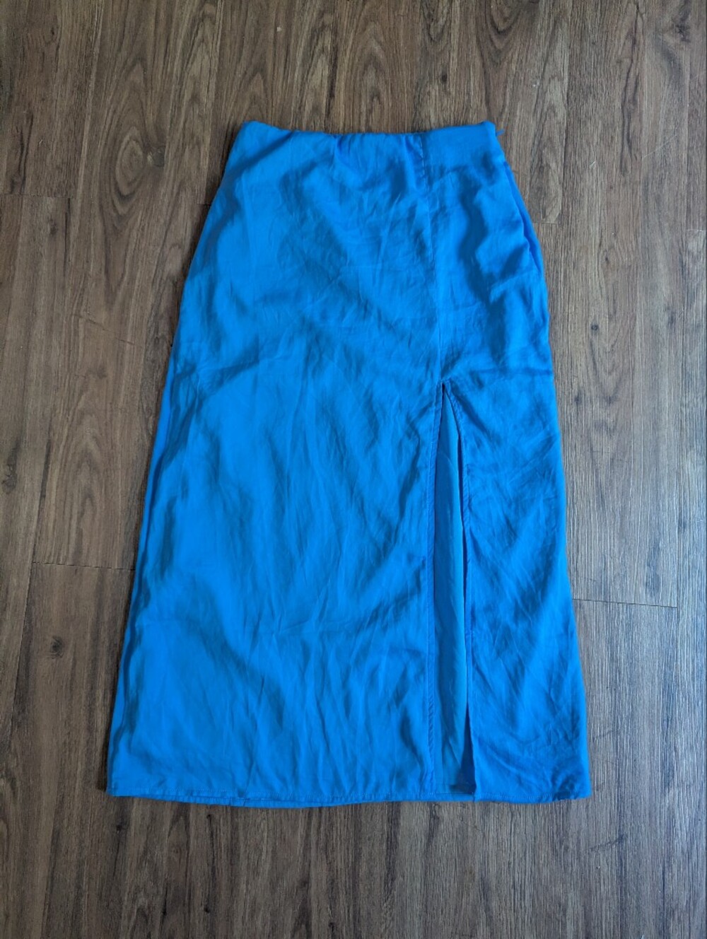 American Eagle Outfitters Bright Blue Midi Skirt with Front Slit Sz Xs